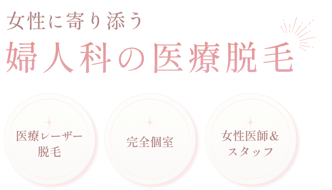 女性に寄り添う婦人科の医療脱毛（医療レーザー脱毛・完全個室・女性医師＆スタッフ）